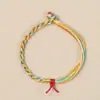 Pulseira de Fio de Cinco Cores para o Ano do Zodíaco e Festival do Barco-Dragão, Puramente Feita à Mão, Pulseira de Fio de Cinco Cores Trançada em Dois Fios, Design Degradê, Presente para Homens e Mulheres