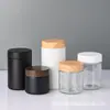 Tarro de crema de vidrio transparente de 120 ml con tapa de veta de madera, tarro para crema de ojos, tarro de crema de 60 ml, tarro de crema sellado de vidrio negro mate