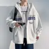 Moletom cardigã com capuz estilo americano para homens, jaqueta juvenil para primavera e outono, top esportivo casual solto da moda
