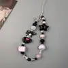 Estilo Doce Fresco Coração Laço Câmera CCD Cordão de Mão Acrílico Feito à Mão com Contas Corrente para Celular DIY Corrente para Pendurar Celular