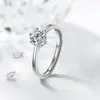 Anel Angel 50 tamanho ajustável boca solta empilhado zircônia imitação de diamante Anel de casamento six claw de 1 quilate com cabeça de vaca para mulheres