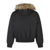 Jaqueta de Algodão com Capuz e Gola Grande de Pelo Estilo Retrô Americano para Homens e Mulheres, Outono/Inverno Solta Casual Toque de Luxo Revestida Quente Curta