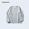 APO Ropa para Hombre Otoño e Invierno Camiseta de Manga Larga para Hombre Sentido de Alta Gama Tendencia Holgada Cuello Redondo Estampada Chaqueta Base Interior