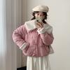 La Chaqueta de Invierno 2026 de Moda de Este Año, Estilo Nuevo, Cuello de Muñeca Francesa, Bloques de Color, Patchwork de Moda, Botones, Corta, Acolchada de Algodón, Manga Larga