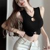 Estilo Desejo Puro Estilo Chinês Top de Alça Fina Colete Pequeno Garota Sensual Novo Curto Sexy Cintura Exposta Feminino Vazado Verão Branco