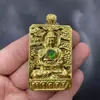 Colgante de Pareja Wukong Mítico Ennegrecido con Incrustaciones de Calcedonia Collar de Oro Antiguo Colgante de Joyería Colgante de Collar de Ágata y Calcedonia