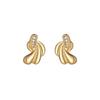 Pendientes con incrustaciones de circonitas fluidas irregulares de estilo antiguo europeo y americano de oro real de 18 quilates bañados en latón y exquisitos para mujer