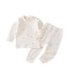 Conjunto de dos piezas de manga larga para bebé para primavera y otoño, Recién nacido de 0 a 3 meses, Capa base de algodón puro, Tops y pantalones térmicos unisex para bebé, Pantalones de cintura plana