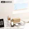 Estante de Mesa Transparente para Armazenamento de Arquivos Estante Estante de Livros Mesa de Armazenamento de Livros Escritório Acrílico Caixa Organizadora de Papel A4