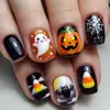 Unhas Cartoon de Halloween Fantasma Abóbora Morcego Teia de Aranha Design 24 Peças Moda Europeia e Americana Unhas Postiças