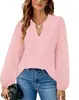 Ropa de mujer transfronteriza europea y americana 2026 Nueva estación independiente de Amazon top de gasa con retazos de encaje de color liso con cuello en V