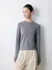 Camisa base versátil de alta gama lista para usar, textura lisa, simple y elegante, cuello redondo, manga larga, básica, para primavera y otoño, casual, para mujer
