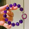 Pulseira de Amethyst Natural com Design de Uva Roxa Real de Partículas Grossas Finas 12mm