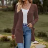 Otoño e invierno Nuevo Amazon 2023 abrigo con hebilla transfronteriza para mujer cárdigan de punto cepillado de color liso de manga larga para mujer