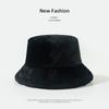 Sombrero de cubo de felpa de conejo de otoño e invierno que combina con todo, cubre la cara, pequeño, peludo, cálido, tipo domo, cubre la cara, sombrero de pescador japonés