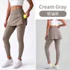 Falda pantalón de tenis de dos piezas falsas transfronteriza con abertura y bolsillos integrados, pantalones de yoga ajustados para mujer, pantalones Barbie de control de abdomen, pantalones de tiburón