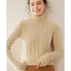 Suéter de Cachemir de Cuello Alto para Mujer 100% Cachemir Puro Engrosado Hilo Retro Holgado Aspecto Adelgazante Suéter de Punto Básico
