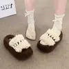 Pantuflas de Algodón de Moda, Pantuflas Peludas para Mujer, Nuevo Estilo para Usar al Aire Libre, Estilo Universitario de Otoño e Invierno, Modernas y Cómodas, Suela Gruesa, Súper Populares para Otoño e Invierno