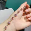 Pulseira Alexander cultivada em laboratório cravejada com múltiplas gemas prata de lei s925 cravejada com pedras que mudam de cor