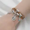Sombrero de Vaquero Étnico Retro Transfronterizo de Aleación Botas de Vaquero Herradura Cactus Colgante Pulsera de Felpa Multicapa