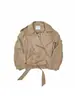 Gabardina corta de doble botonadura para mujer con cuello de solapa, cintura ceñida con cinturón, talla petite, chaqueta estilo workwear, abrigo corto de estilo clásico británico
