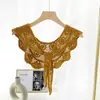 Xale de Renda Gola Falsa Feminina Vestido Peça Chave Versátil Gola Decorativa de Renda Oca Protetor Pequeno para Ombro