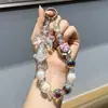 Cadena de teléfono móvil con colgante de cuentas para niña, cadena de teléfono móvil de cuentas DIY, colgante de llavero pintado a mano con dopamina
