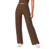 Nuevos pantalones anchos casuales de cintura alta, de color liso, doble cara, de nailon cepillado, para deportes, correr, fitness y yoga