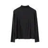 [Oufan] Camisa Básica de Cuello Alto Medio de Color Puro Versátil Clásica para Mujer Estilo Interior Otoño e Invierno 2025 Top 8191