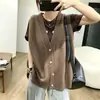 Chaleco versátil de otoño de longitud media para mujer de Dongdaemun, Corea, estilo casual, chaleco de punto con cuello en V, novedad