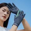 Guantes de protección solar para mujer, anti-ultravioleta, para conducir, antideslizantes, delgados, elásticos, de seda de hielo, para verano, andar en bicicleta eléctrica, dos dedos al descubierto