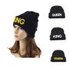 Chapéu de malha bordado KING Explosions europeu e americano QUEEN Casal Inverno Chapéu de lã feminino