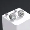 Brincos pequenos de zircônia com fecho de rosca, ultra brilhantes, luxo leve, sensação de alta qualidade, ear cuffs redondos com zircônias completas, acessórios de orelha atacado