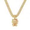 Collar con Colgante de Gato Animal Dibujo Animado Tridimensional Estilo Hip Hop Cadena Cubana Completa de Diamantes Transfronterizo para Hombre Europeo y Americano