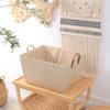 Cesta de armazenamento dobrável de vime imitação de vime, cesta de palha trançada para brinquedos com alça, cesta de armazenamento para roupas sujas, cesta diversa