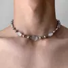 Colar de Couro com Rebite de Liga Indústria Pesada Punk Sombrio Europeu Mulheres Y2K Subcultura Nicho Design Corrente Clavicular