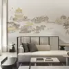 Nuevo estilo chino paisaje Pabellón concepto artístico estilo TV sofá fondo papel tapiz Tela de pared dormitorio B&B sala de té papel tapiz mural