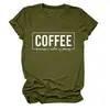 Café Porque Assassinato Amazon Casual Versátil Simples Camiseta Feminina de Gola Redonda e Manga Curta Camiseta Básica