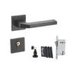 Fechadura de porta de quarto fechadura de porta de dormitório interna Fechadura dividida doméstica universal sucção magnética silenciosa fechadura com maçaneta de porta de madeira preta
