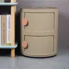 Mini Mesa de Noche de Plástico Redonda Gabinete de Almacenamiento Esquinero de Dormitorio Gabinete de Almacenamiento Multifuncional Simple Moderno