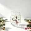 Copa sin tallo con forma de huevo pintado temática navideña transfronteriza, con diseño de cascanueces y Santa Claus, un regalo festivo y copa de vino