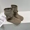 Acabado mate otoñal, botas de trabajo de punta ancha, suela plana, cuero suave, botines de estilo nuevo con hebilla, botines retro Martin para mujer