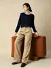 [Sensación de Algodón, Cero Estática - Pantalones de Trabajo] 26 Otoño, Corte Relajado, Diseño Curvo, Estilo Old Money, Negro, Resistentes a las Arrugas, Pantalones Casuales Retro para Mujer