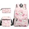 3D Nuevo Producto HelloKitty Dibujos Animados Lindo Sanrio Hello Kitty Mochila Bolsa Escolar Bolsa para Lápices Bolsa de Hombro Juego de Tres Piezas