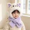 Conjunto de Gorro y Bufanda de Gato para Niños, Invierno Felpa Lindo Gorro con Protección para Orejas de Bebé Niña, Calentador de Cuello Grueso y Cálido para Niños