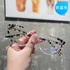 Gafas de montura pequeña con contraste de color de ojo de gato para mujer, gafas planas antiluz azul retro europeas y americanas, se pueden equipar con montura de gafas personalizada para miopía, de moda