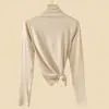 Camiseta Básica de Modal con Cuello Semi-alto para Mujer, Ropa Exterior Delgada para Llevar por Debajo, Nuevo Top Ajustado de Color Sólido con Manga Larga Otoño 2024