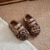 Birkenstocks de Felpa para Niñas Zapatos Cálidos de Algodón para Niños Nuevo Estilo de Invierno Zapatos de Piel Sintética con Punta Dividida para Niños Pequeños y Pequeños Zapatos de Cuero Retro