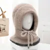 Gorro de Punto para Mujer Invierno Más Terciopelo Protección contra el Frío Sombrero de Lana Bufanda Máscara Integrados en una Sola Pieza Gorro Cálido Sombrero para Ciclismo al Aire Libre