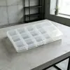 Caixa organizadora de 15 compartimentos para parafusos de mesa, botões, miçangas, caixa retangular de plástico transparente, caixa para classificar miçangas